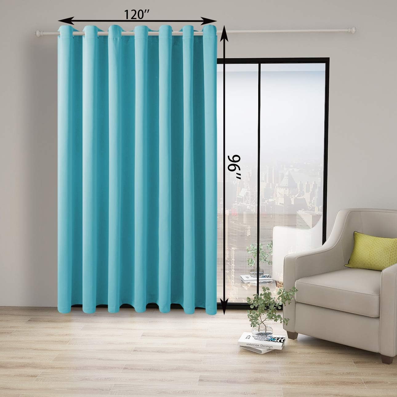 BONZER Extra Wide Room Divider Curtain Total Privacy Wall Noise Reducing Blackout Curtains for Apartment, Studio, 96L x 120W Inch (8L x 10W ft), 1 Panel, Teal