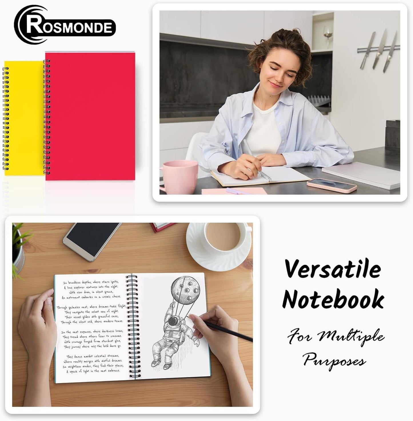 Blank Spiral Notebook, 48 Pack, 5.8 x 8.3, 120 Pages (60 Sheets), 100 GSM Unlined Drawing Notebooks, Assorted A5 Journals, No-Bleed, Sketching, Note Taking, Blank Journals for Office & School