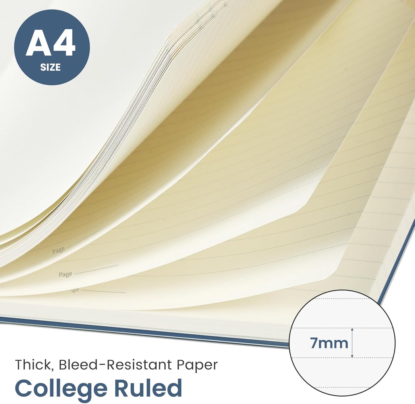 Taja Spiral Lined Notebook, 8.5"x11" Notebooks for Work, Large A4 Journal for Women & Men, College Ruled Journaling Notebook for Writing, Plastic Cover Spiral Journal, Blue Floral