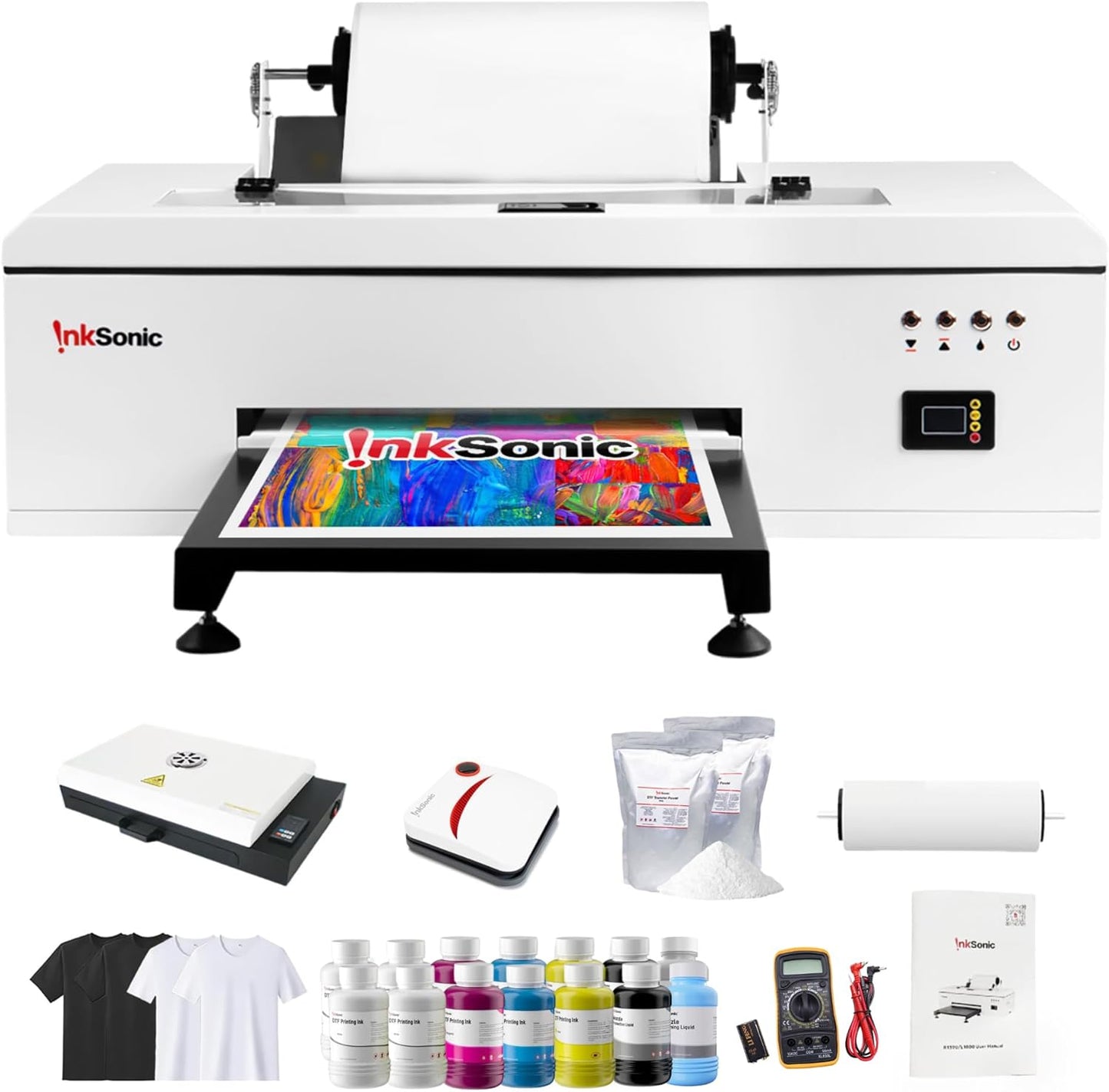 InkSonic R1390 DTF Printer Machine, A3 T Shirt Printing Machine with Oven, 13" DTF Printer Bundles, Direct to Film Heat Transfer, T-Shirt Maker for Clothes Design, Custom Garment Printing