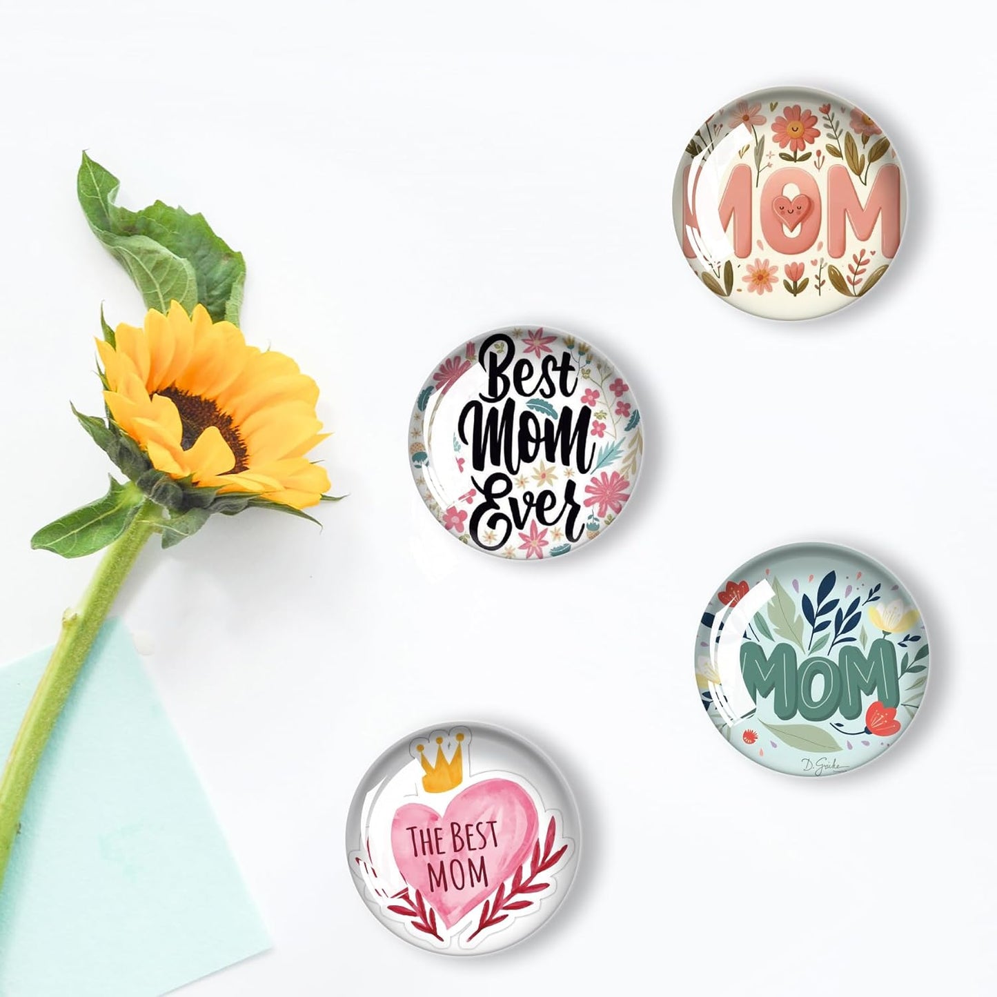 12Pcs Glass Refrigerator Magnet Fridge Sticker,Mothers Day Fridge Magnets Decoration for Crafts,Strong Fridge Magnets for Kitchen, School,Office Whiteboard, Cabinet and Dishwasher