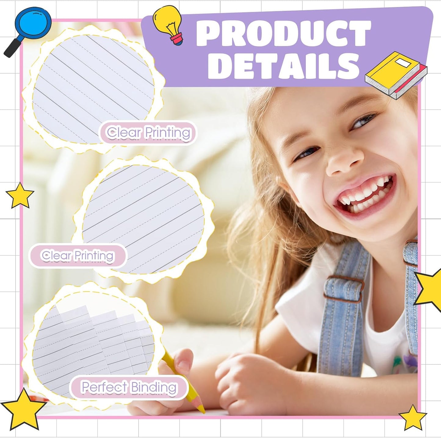 Henoyso 10 Pcs 100/50 Sheets Primary Composition Notebook K-2 Bulk Spiral Primary Journal Drawing Handwriting Practice for Kids Kindergarten 1st 2nd Back to School Supplies (Pastel Color,50 Sheets)