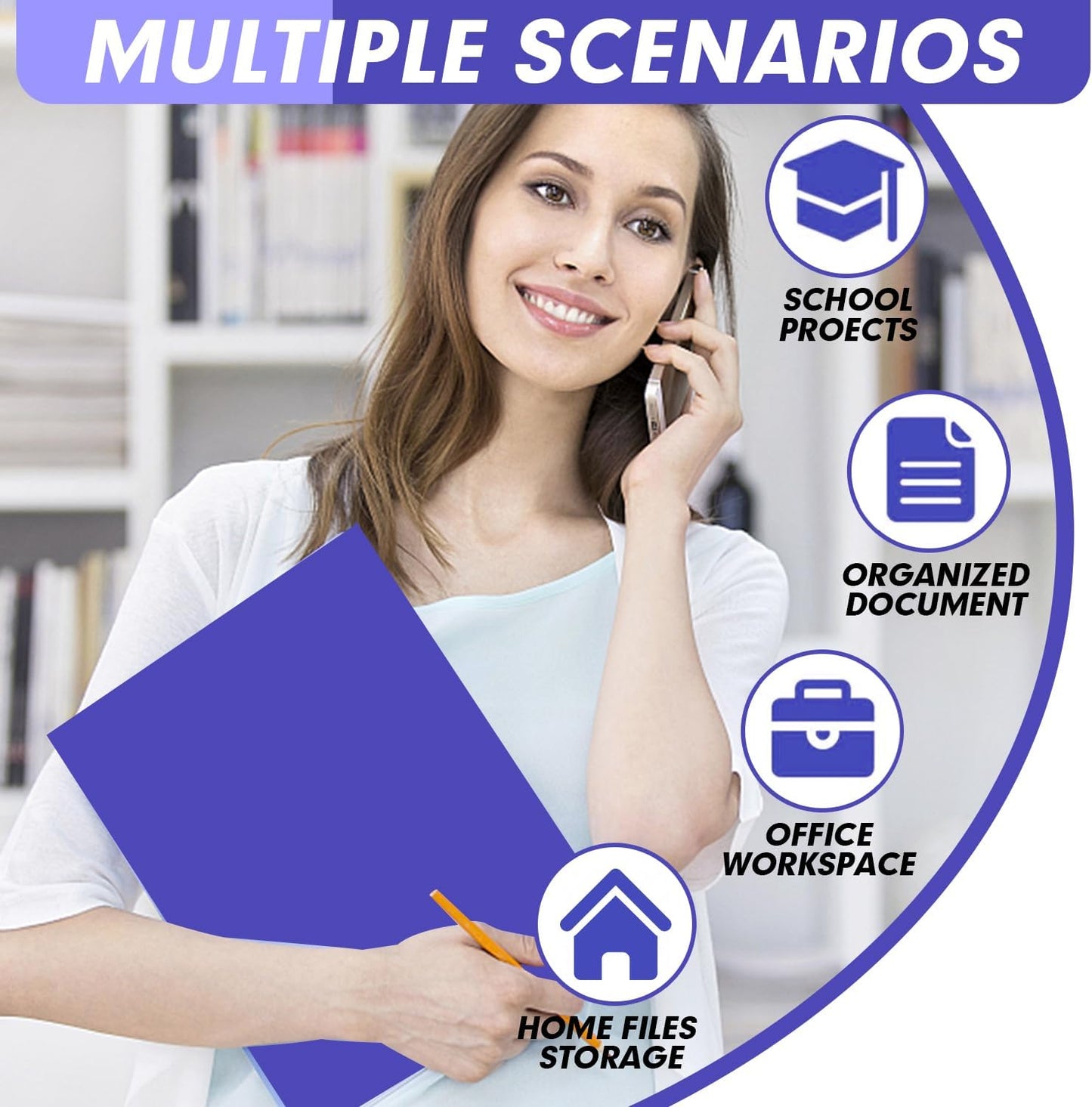 Two Pocket Folders, RAZCC 75 Pack Two Pocket Folders with Prongs, 3 Prong Pocket Folders Letter Size, Paper Folders with Prongs for School Office Home Business, Assorted 5 Colors