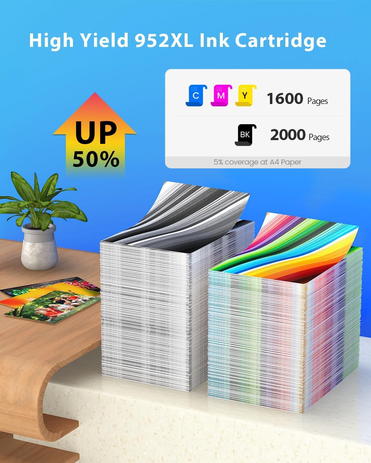 952XL Ink Compatible for Hp 952XL Ink Cartridges Combo Pack 952 XL Work for Hp Officejet Pro 8710 8702 7720 7740 8700 8715 8210 Printers (Black/Cyan/Magenta/Yellow)