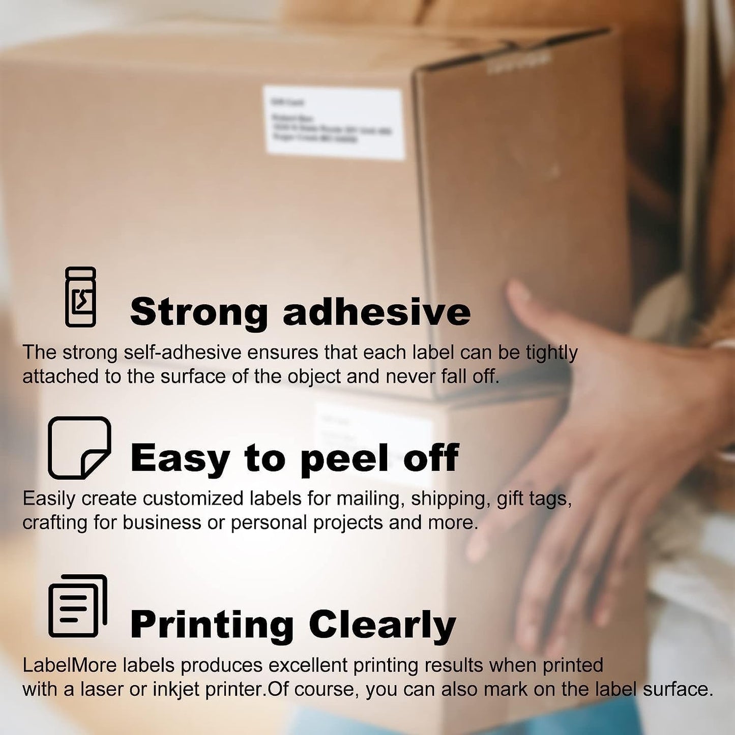 8.5" x 11" Full Sheet Labels, JIQEZNL Premium Label Sticker Paper for Laser & Inkjet Printers - 100 Sheets