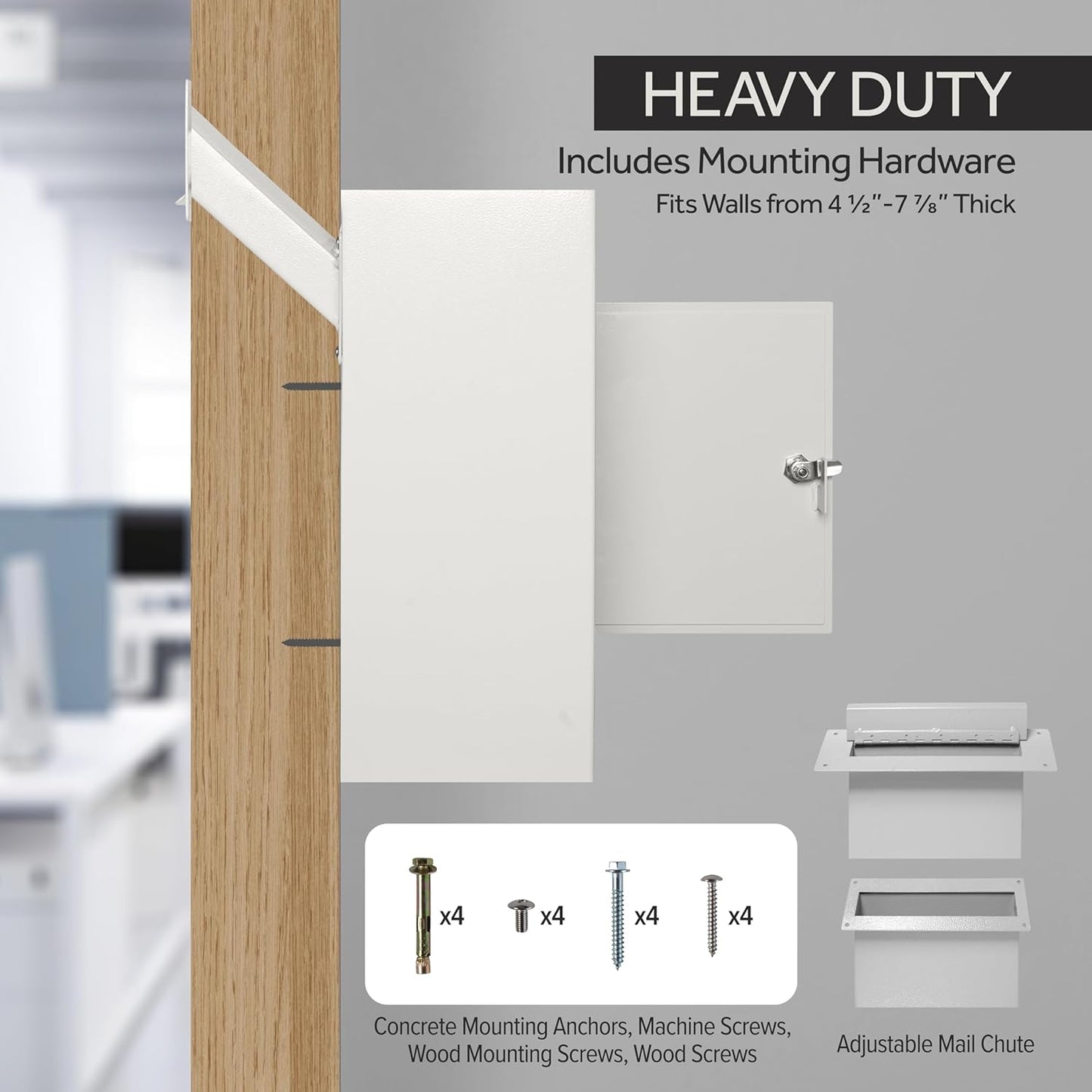 Through-The-Wall Drop Box Deposit Safe 17 x 13 x 7 - Heavy Duty Steel Mailbox with Lock for Receiving Mail, Checks, Letters, Cash and More for Home, Office and Commercial Use (D700) (Gray)