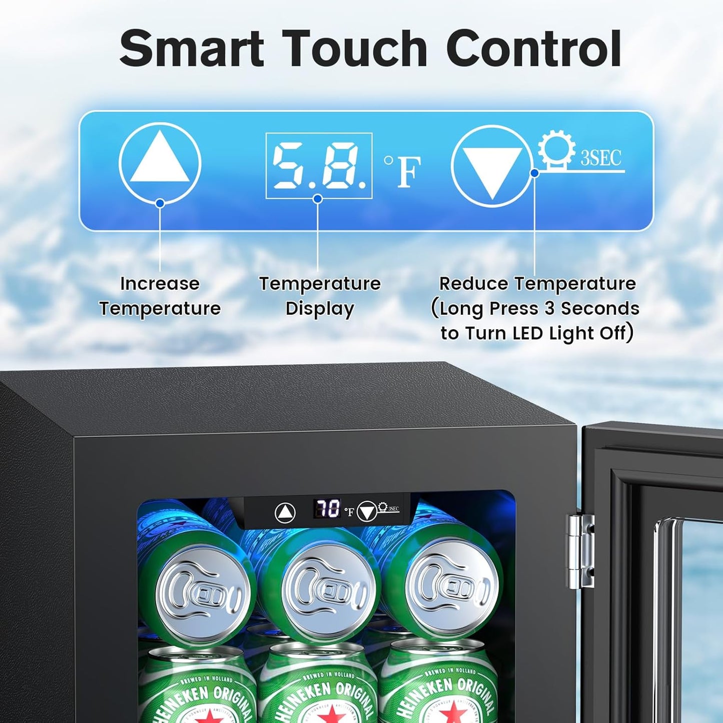 24 Cans Beverage Refrigerator Cooler, Mini Fridge Countertop Drink Cooler for Soda, Canned Beer, Adjustable Digital Temperature Control for Home Dorm Office, Black