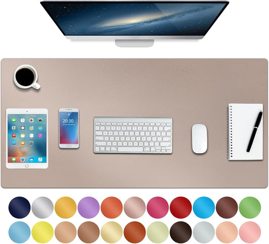 Boutilon Leather Desk Pad Protector,Non-Slip Mouse Pad,Laptop Desk Pad,Office Mouse Mat,Waterproof Leather Desk Blotter,Desk Writing Pad for Office and Home (L-Champagne,35"x 17")