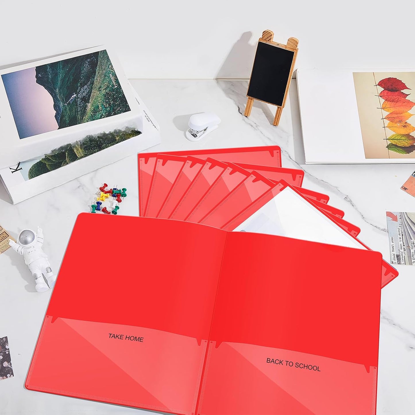 Henoyso 72 Pcs Plastic Take Home Folders with 2 Pockets Parent Teacher Classroom Communication Homework Folder for Students Parent Teacher Connect (Red)