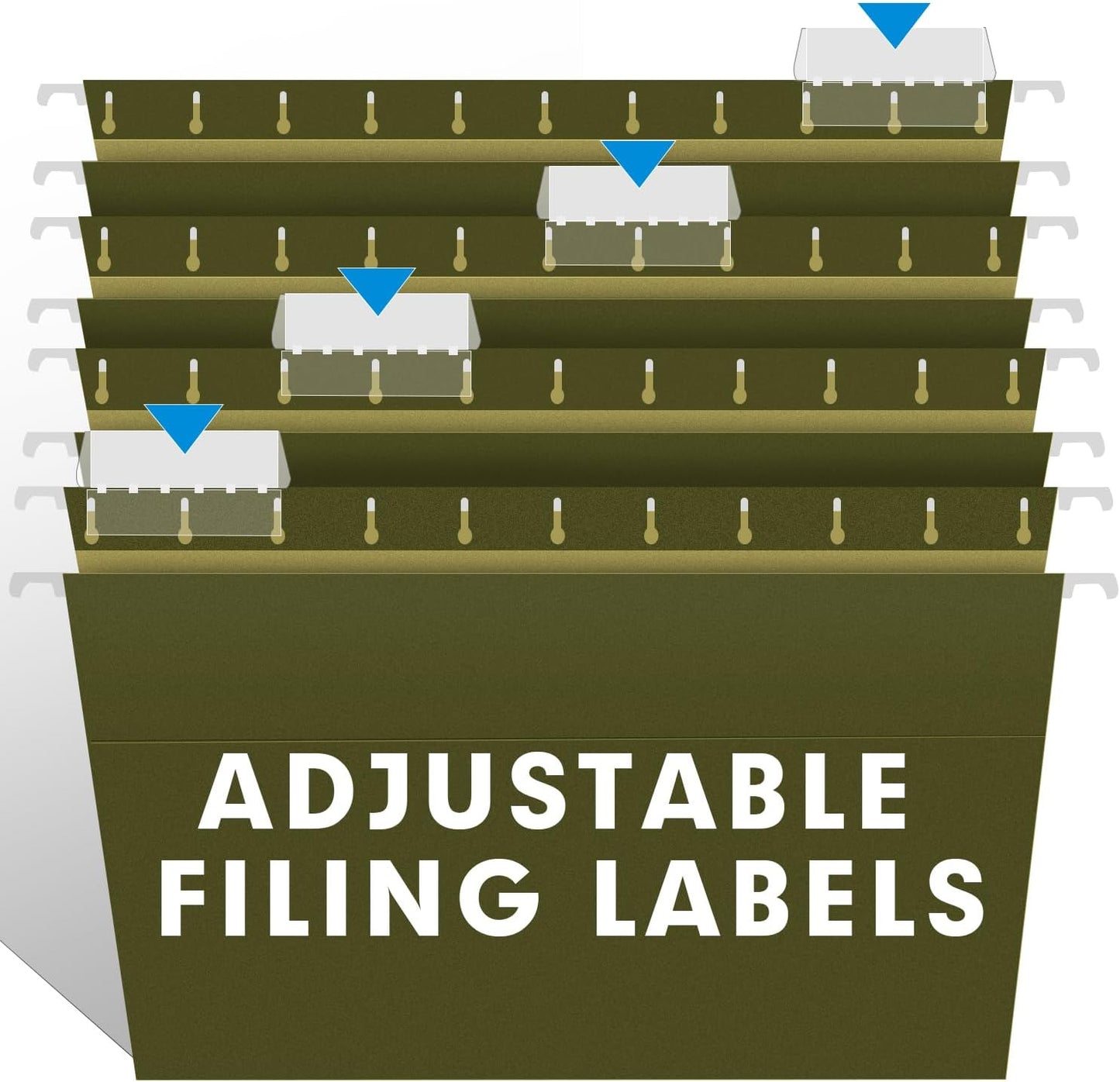 Extra Capacity Hanging File Folders, RAZCC 60 Pack Letter Size Reinforced Hanging Folders with Heavy Duty 3 Inch Expansion for Bulky Files, Filing Cabinet, Adjustable Tabs, Green