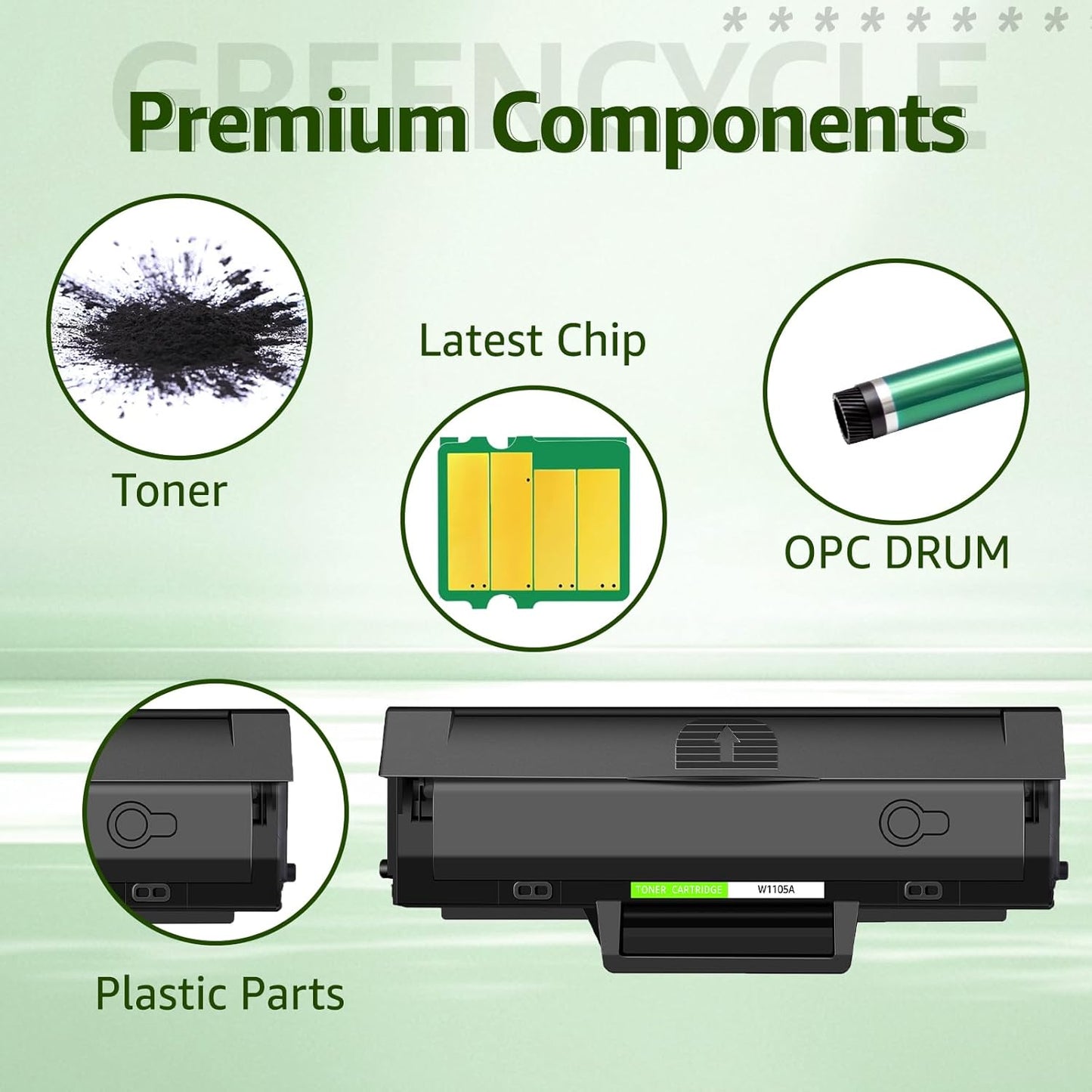 greencycle 105A Compatible Black Toner Cartridge Replacement for HP 105A 105 W1105A High Yield to use for Laser MFP 137fnw 135a 135w 107a 107w Printer (1-Pack)