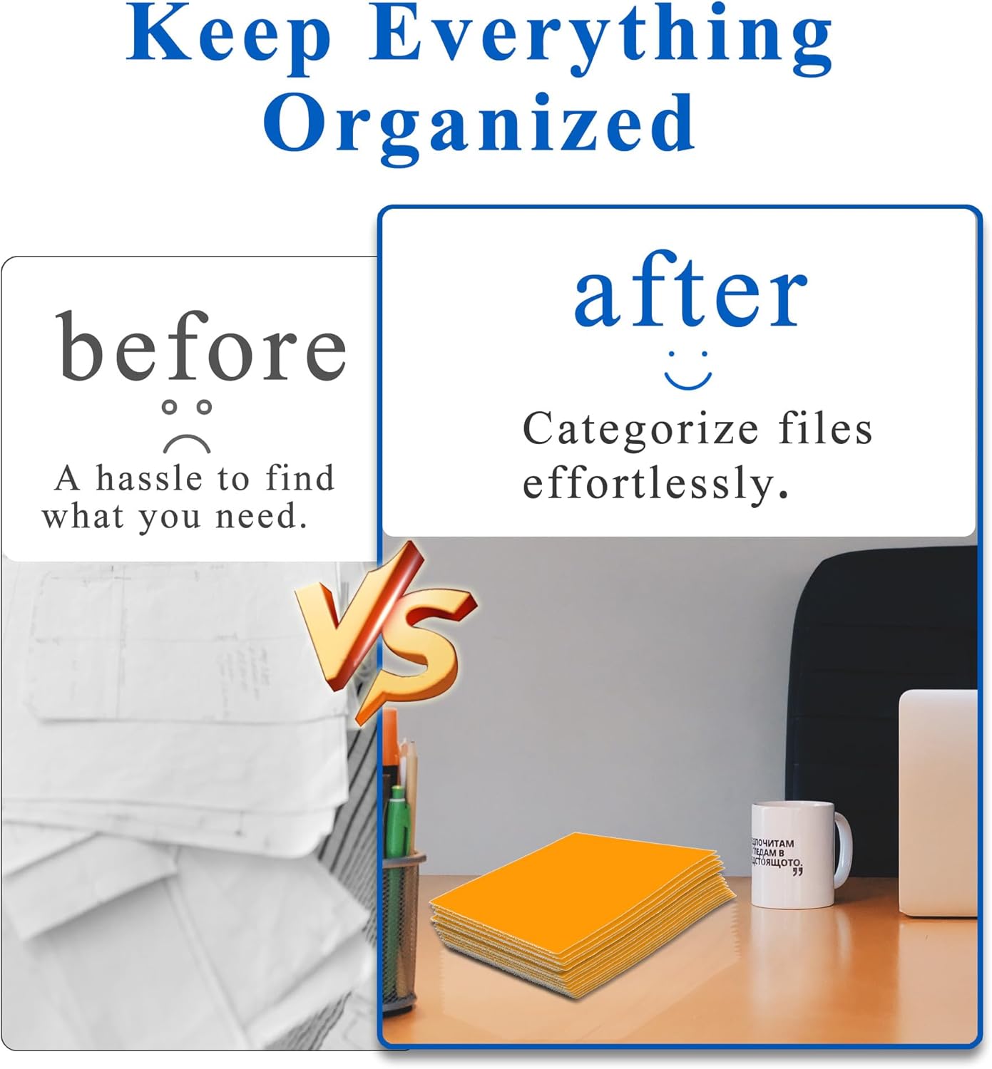 Zzrywuty 50 Packs Two Pocket File Folders with Business Card Slot,Textured Paper,Letter Size,Holds 100 Plus Sheets for School,Office,Business,Orange (Orange-50Pcs)