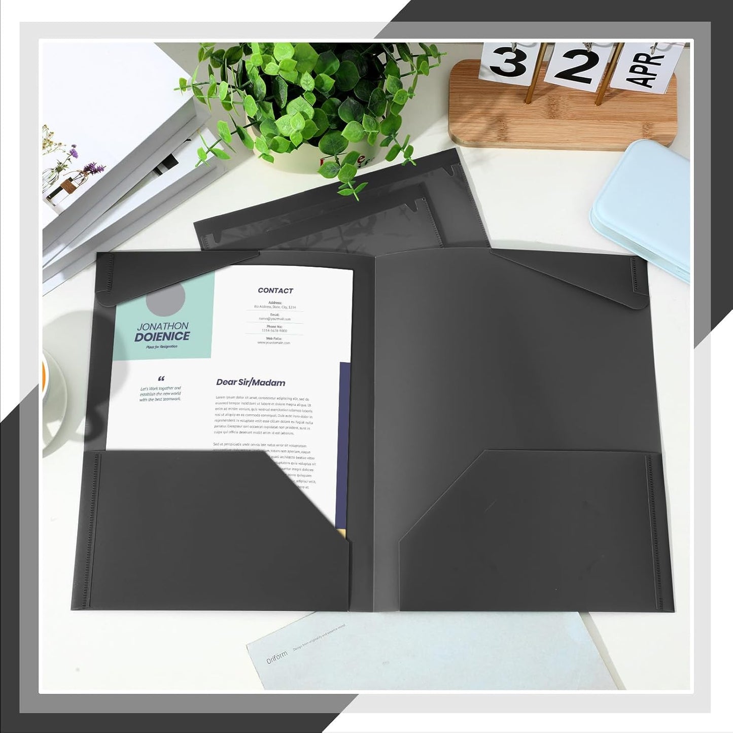 Henoyso 200 Pcs Plastic Folders with Clear Front Pockets Bulk Heavy Duty File Folders with 2 Pockets and Card Slot for Student Teacher Back to School Supplies Office Presentation (Black)