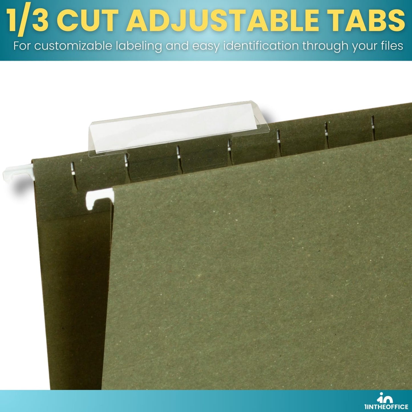 1InTheOffice Green Hanging File Folders Letter Size, Hanging Organizer File Folders, Green Hanging Folders, 1/3 Tabs, 11 pt, 50 Pack
