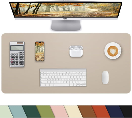 Small Desk Mat,Leather Desk Pad Protector,Desk Mouse pad,Office Desk mat,Laptop Mat for Desk, Non-Slip PU Leather Desk Blotter,Waterproof Desk Writing Pad for Office/Home(31.5"x15.7",Apricot)