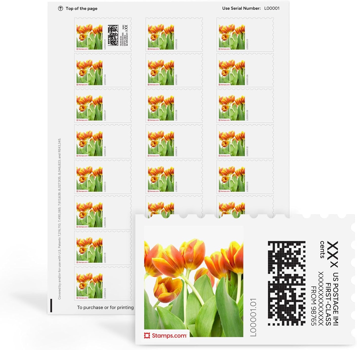 Spring Blossoms NetStamps 120-Pack (5 Sheets) Printable Postage Labels (Stamps.com Subscription Required) - Print Approved Postage - Inkjet & Laser Printers - Business, Personal, Home