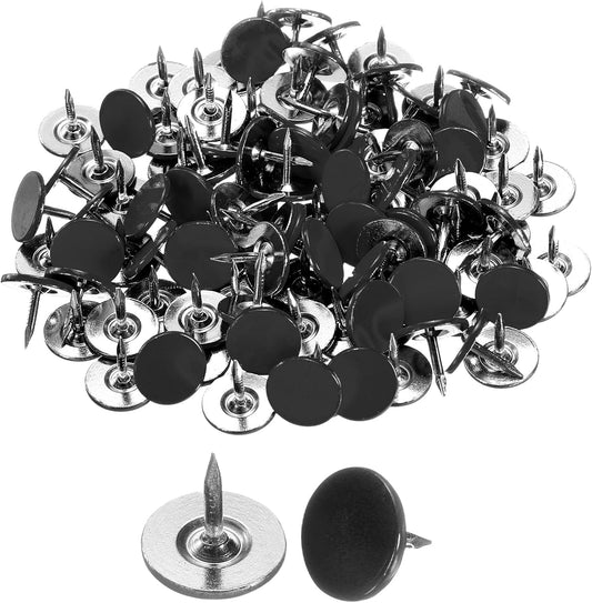 uxcell 100Pcs Upholstery Tacks, 11mmx10mm Flat Head Thumb Tack Decorative Furniture Nails Push Pins for Furniture Sofa Headboards, Black