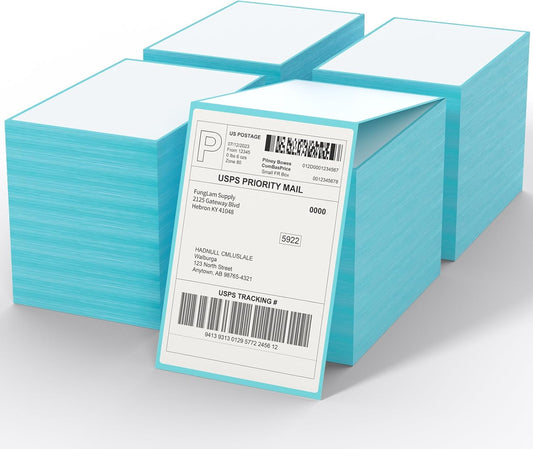 FungLam Direct Thermal Shipping Labels - 4x6 Thermal Labels Fanfold - Perforated and Strong Adhesive - 10000 Labels (1000 Labels per Stack, 10 Stacks)