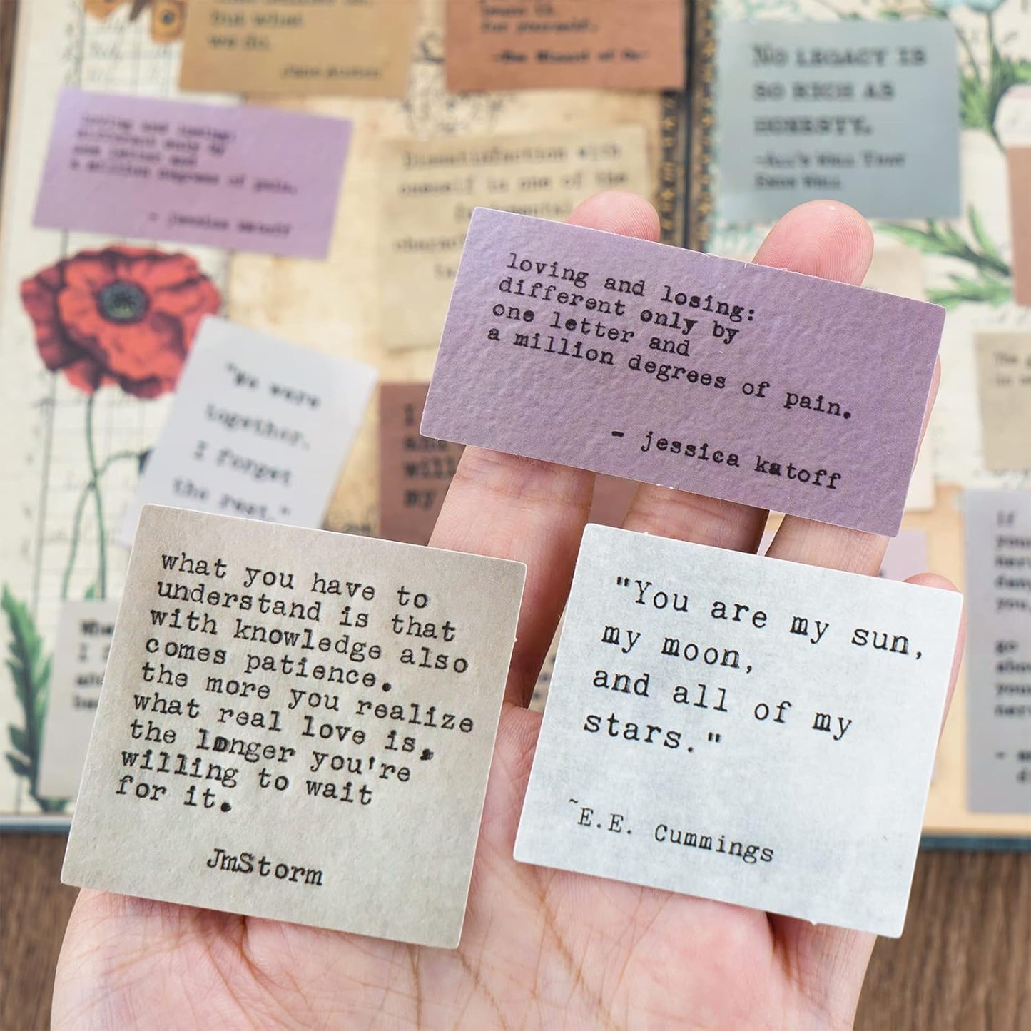 LakoArt 240 Pieces Retro Typewriter Style Motivational Quotes Stickers (2 Pcs. Each), Inspirational Vintage Journaling Stickers, Famous Words Scrapbook Sticker for Planner Bullet Junk Journal Laptops