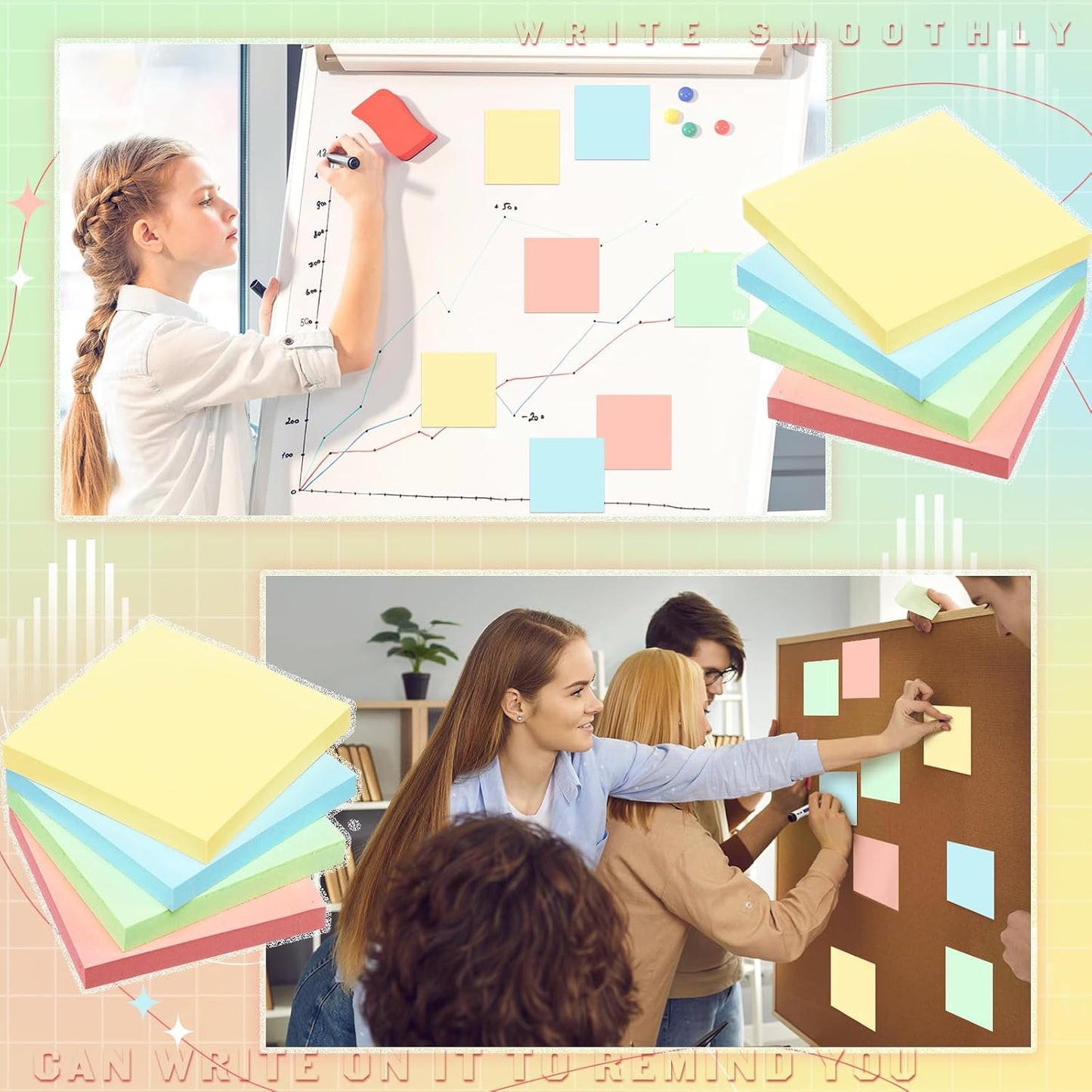 Thenshop 24 Sets Full Adhesive Sticky Notes 3x3 Inches Sticky Notes Adhesive Memo Self-Stick Pads Back to School Supplies Easy to Post for Teacher Coworkers Office 80 Sheets/pad(Colorful,Unlined)