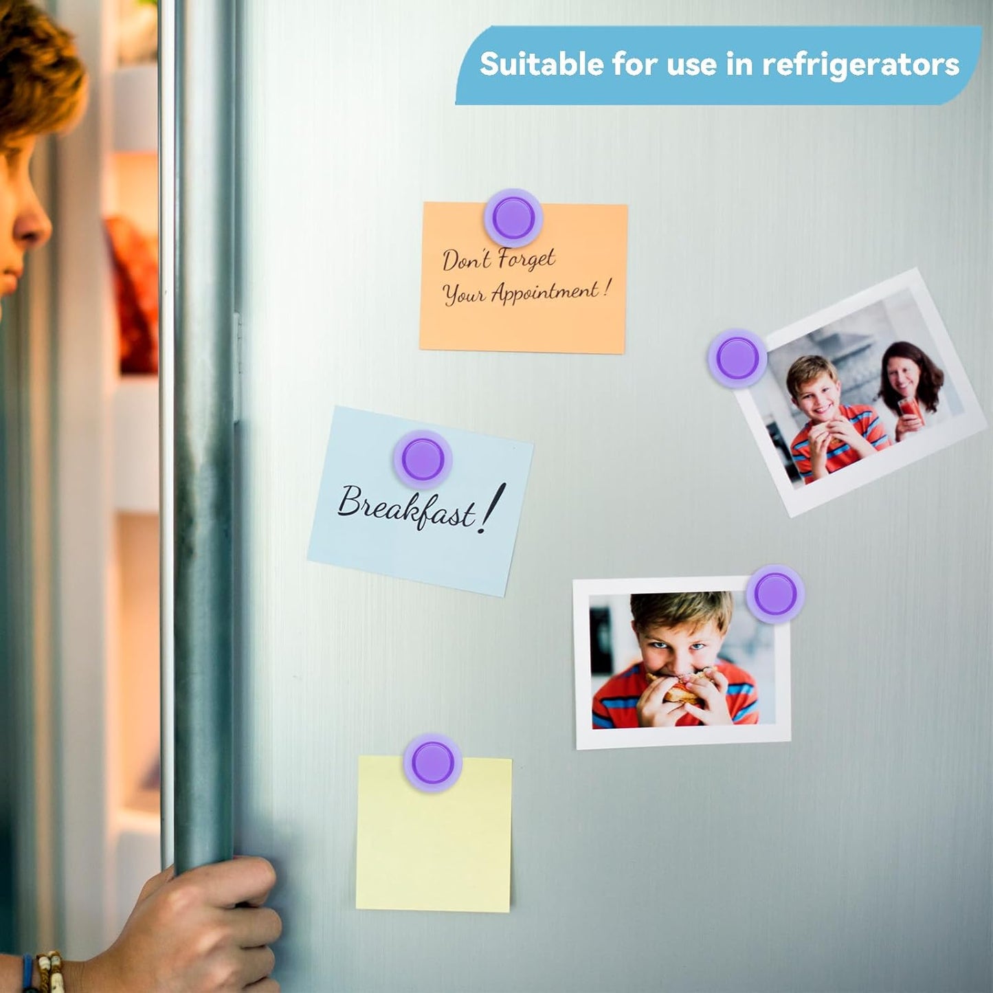 ZDZBLX Fridge Magnets, 28 Pack Magnet Strong Magnets Refrigerator Magnets Small Magnets for Whiteboard, Heavy Duty Magnets Mini Magnets Cute Round Magnets for Fridge, Locker, Classroom,Office (Purple)