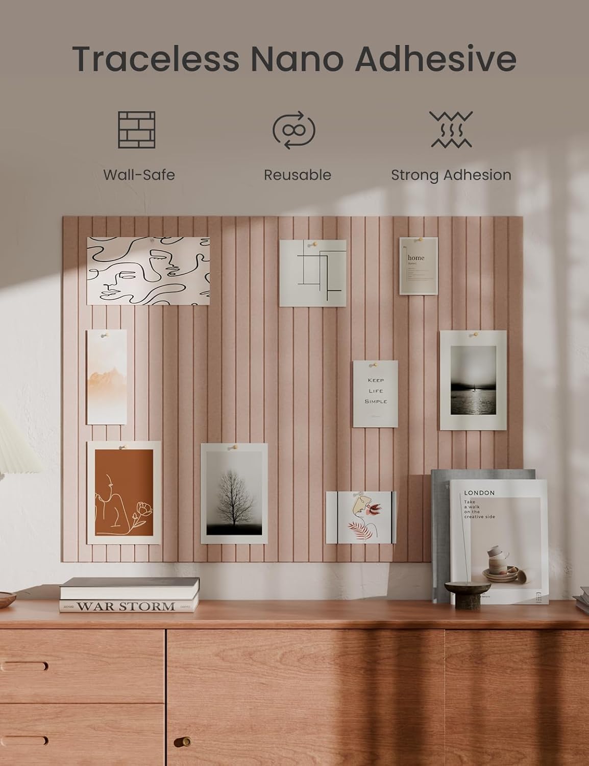 Bumusty Large Cork Board Alternative-47 x35 Felt Bulletin Board Tiles, with 30 Pushpins, 70 Adhesive Tabs, 12-Pack Slat Wall Paneling, Cork Boards for Office Push Pin Board Felt Board-Coral