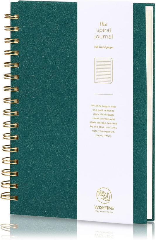 Spiral Journal Notebook with 160 Lined Pages – Hardcover Writing Journal with Gold Twin-Wire Binding, A5 College Ruled Notebooks for Work, School, Travel, Diary, Gift for Women & Men Blackish Green