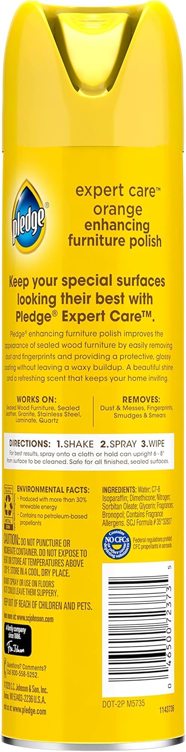 Pledge Enhancing Polish, Wood & Furniture Spray, Orange Scent, 9.7oz (Pack of 3)