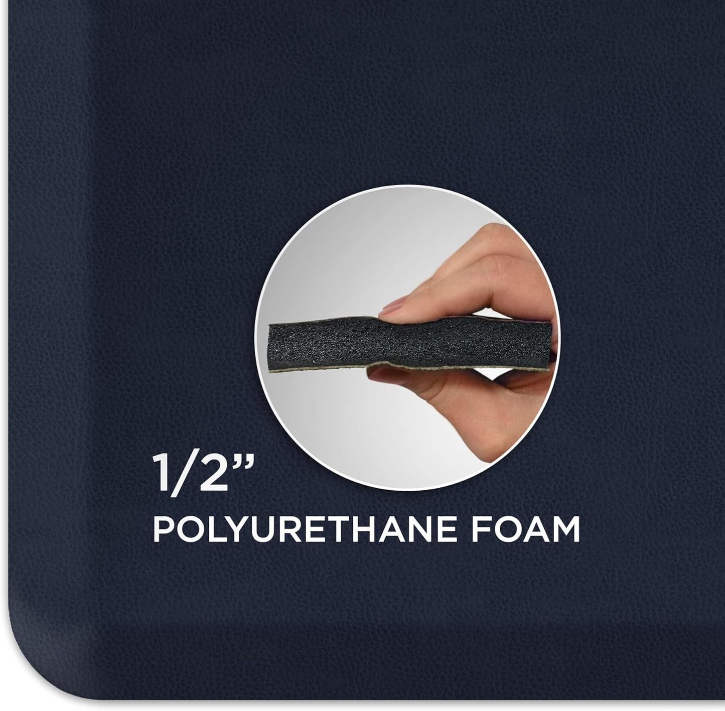 GelPro Anti Fatigue Nonslip Mat: Hard Floor Utility Mats for Garage, Patio and Kitchen - 20" x 72" x .5" - Leather Grain Navy