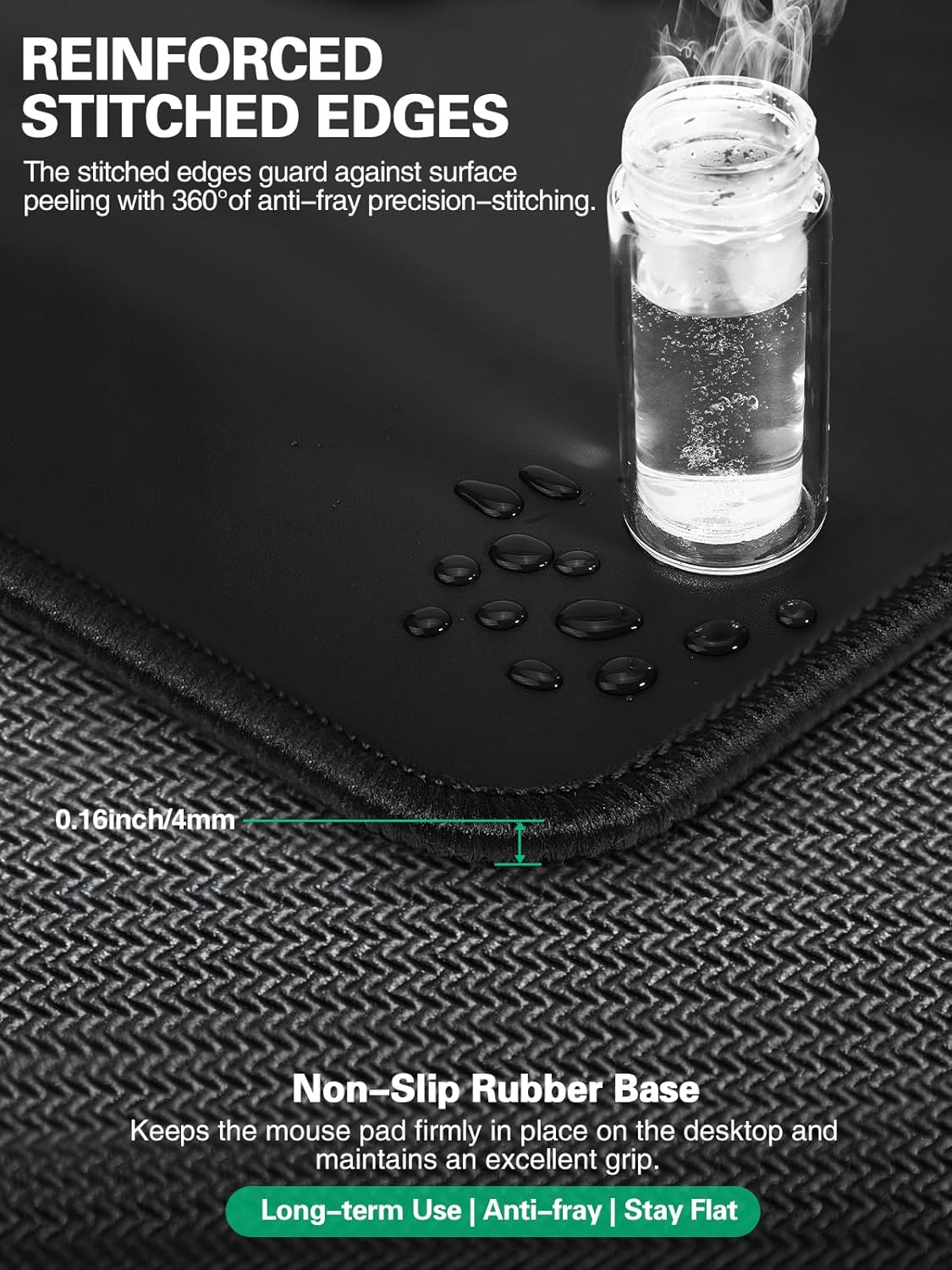 Mouse Pad, Office Desk Mat, Large Gaming Mousepad with Superior Micro-Weave Cloth, XXL Desk Pad with Stitched Edges, Non-Slip Writing Pad for Gamer, Laptop, Work & Home (Black (Charging On The Right))