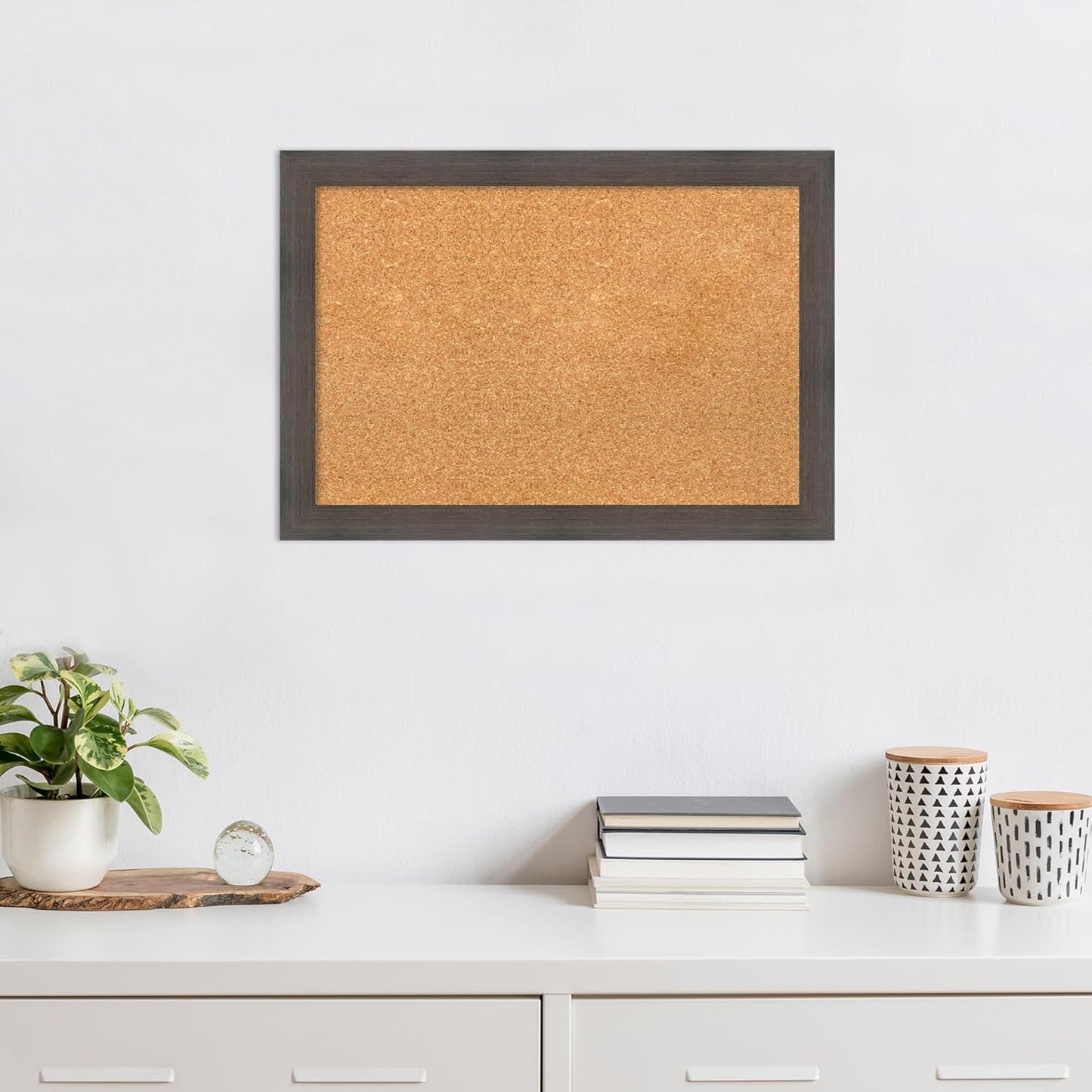 Amanti Art Natural Cork Board for Wall, 19x27 Vision Board with Brown Wood Frame, Medium Corkboard Office Decor for Home Organization, Rustic Farmhouse Corkboard Pinboard to display items for home