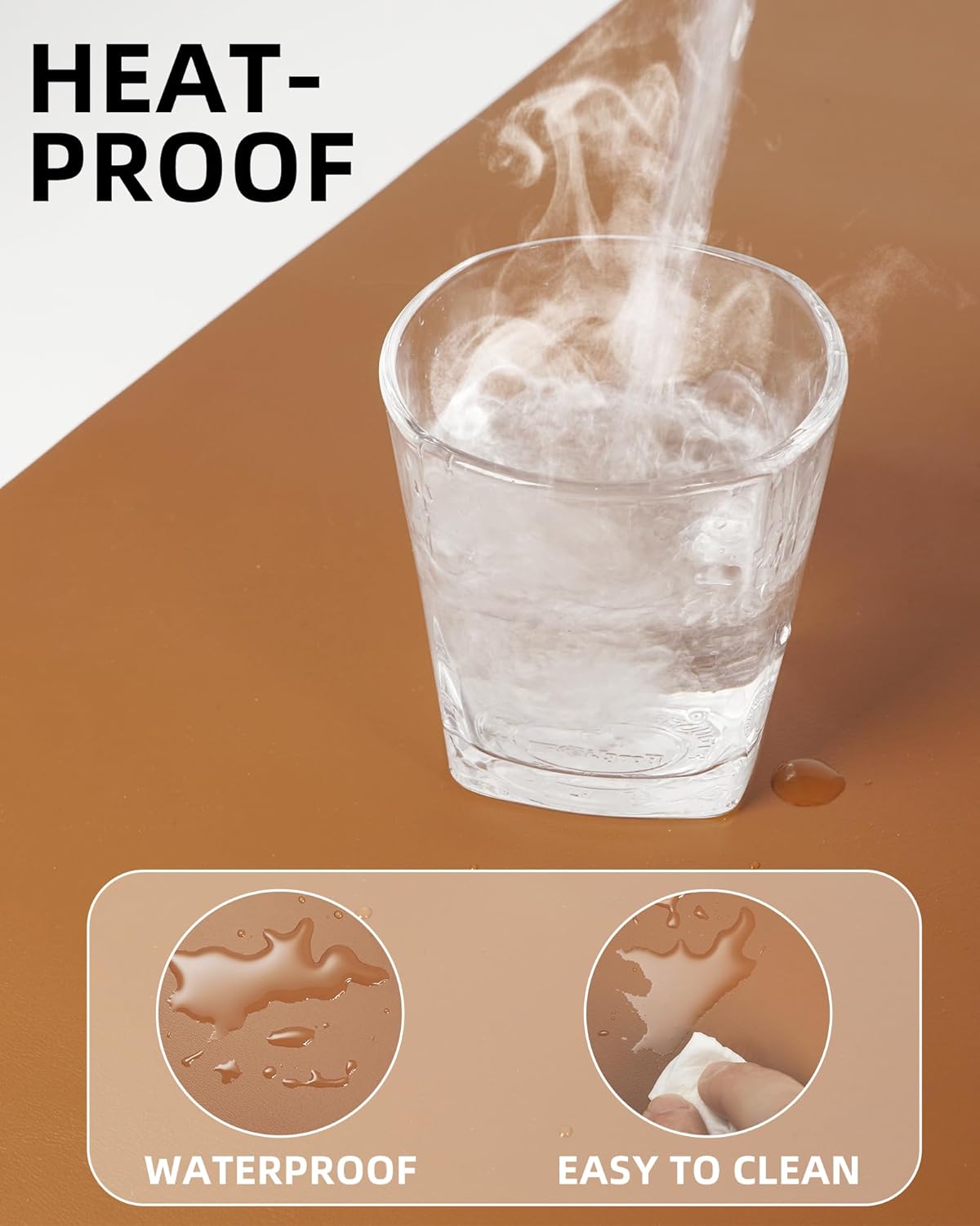 Leather Desk Pad Protector,Mouse Pad,Office Desk Mat, Non-Slip PU Leather Desk Blotter,Large Desk mat,Waterproof Keyboard mat for Office/Home/Decor (Light Brown,55" x 17")