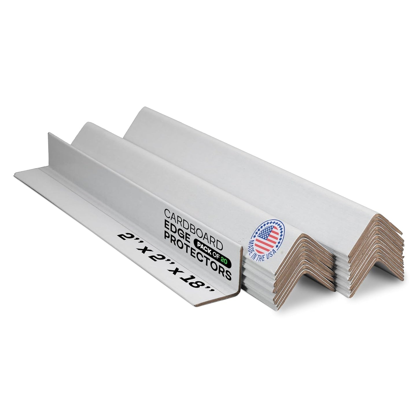 IDL Packaging 2” x 2” x 18” Cardboard Edge Protector (Pack of 20) - Corner Protectors for Shipping, Storage, & Moving – Reinforced Corner Guard Protection for Pallets, Wall Corners, & Furniture