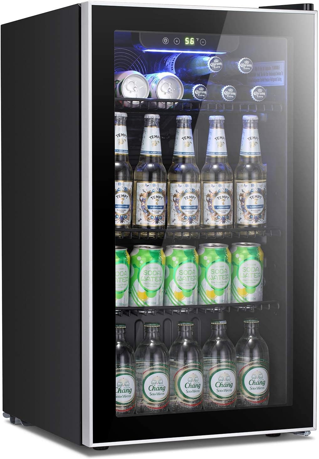 Antarctic Star Beverage Refrigerator Cooler -120 Can Mini Fridge Glass Door for Soda Beer or Wine Constant Glass Door Small Drink Dispenser Clear Front Door for Home, Office Bar 3.2cu.ft