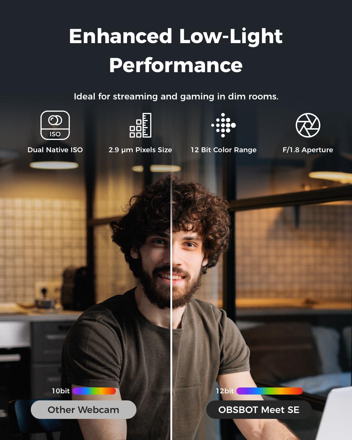 OBSBOT Meet SE 1080P 100FPS Webcam for PC, AI Framing Streaming Camera with 1/2.8" Sensor, Beauty Mode, Gesture Control, Staggered HDR, Web Camera for Desktop Computer, Laptop, Meeting. (Aurora Green)