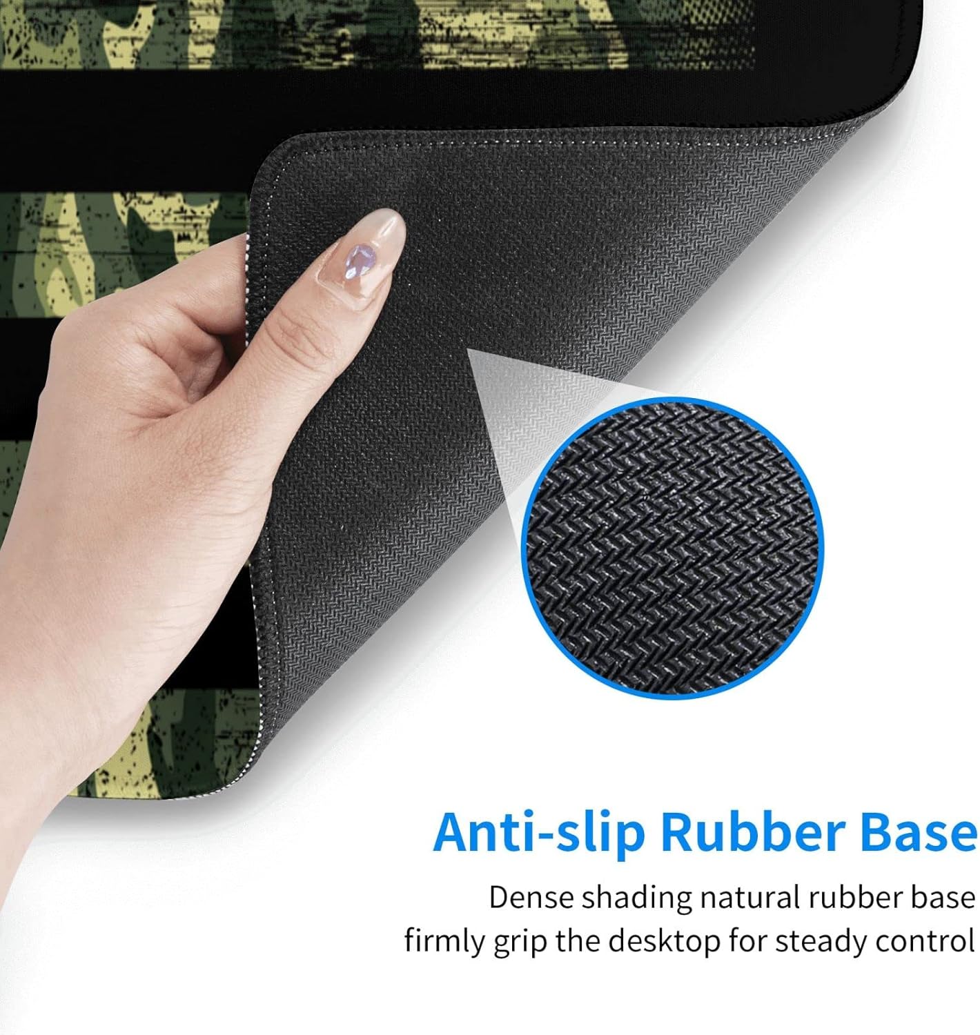 Large Gaming Mousepad, American Flag with Camouflage XL Mouse Pad with Stitched, Full Long Waterproof Non-Slip Base Keyboard Pad, PC Laptop Computer Mat for Men Office Decor, (Black, 31.5 * 11.8 in)