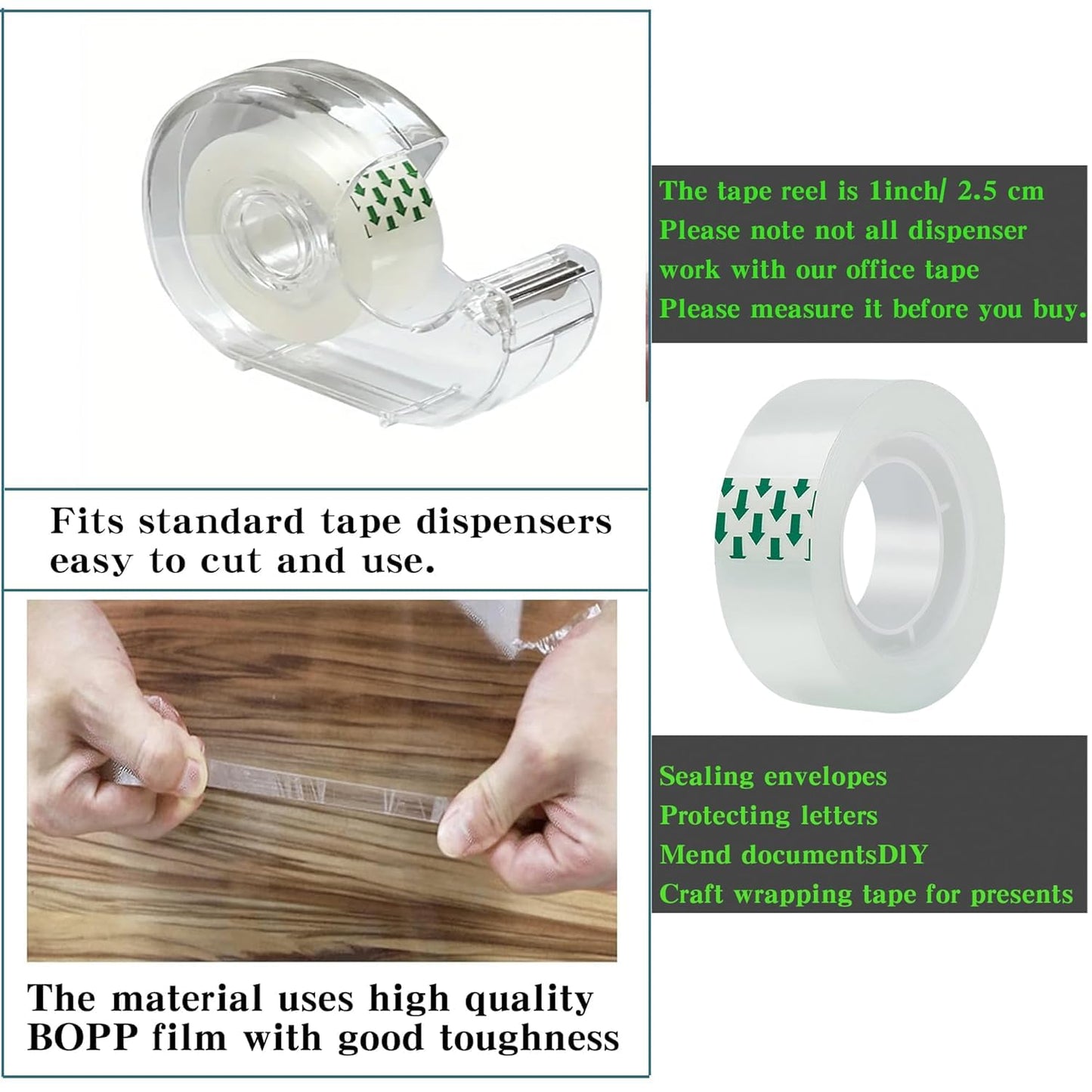 Transparent Tape 16 Rolls Clear Tape Tape Bulk for Office Supplies and School Supplies, Glossy Finish,3/4 in x 720 in 16 Dispensered Rolls