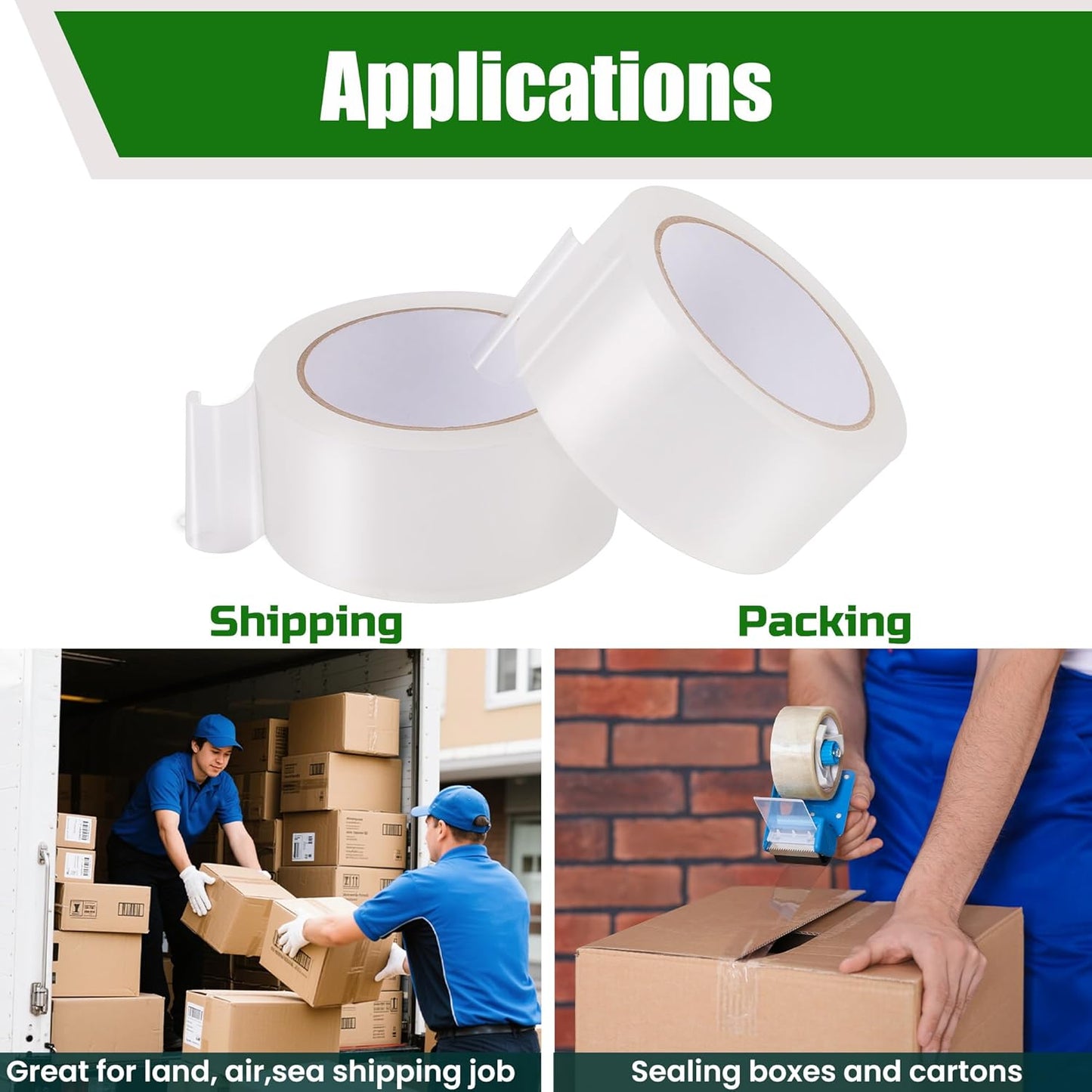 Lichamp Clear Packing Tape, 18 Rolls Heavy Duty Packaging Tape Refill for Moving Boxes, Mail Shipping Supplies, 1.88 inch x 55 Yard x 2.6 mil, A218TP