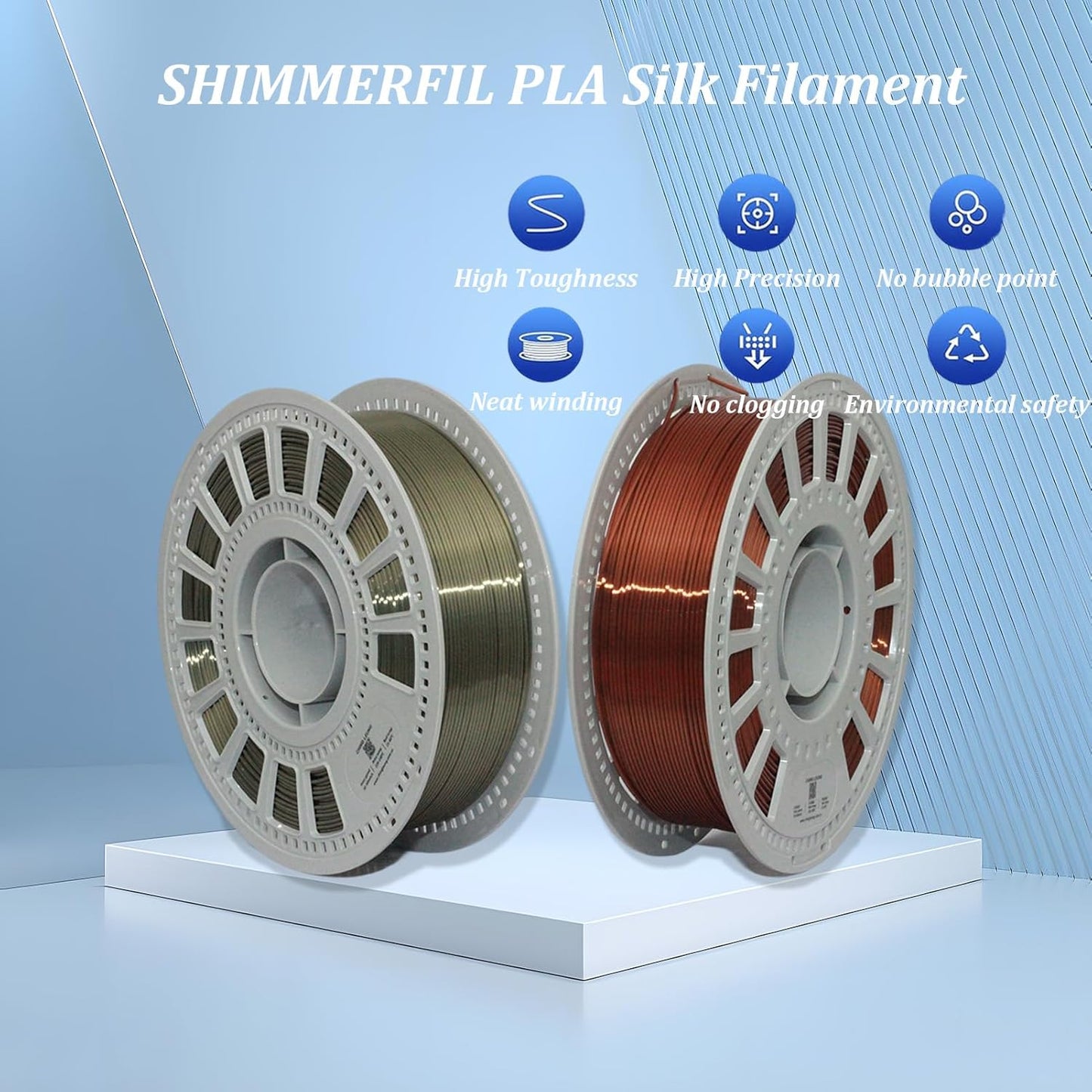 Silk Filament 1.75, Pla + Filament, 3D Printer Filament, Dimensional Accuracy +/- 0.03 Mm, 3D Printer Filament Silk, Pla Filament', Pla 1 Kg (2.2 Lbs), Fit Most FDM 3D Printers (Copper)
