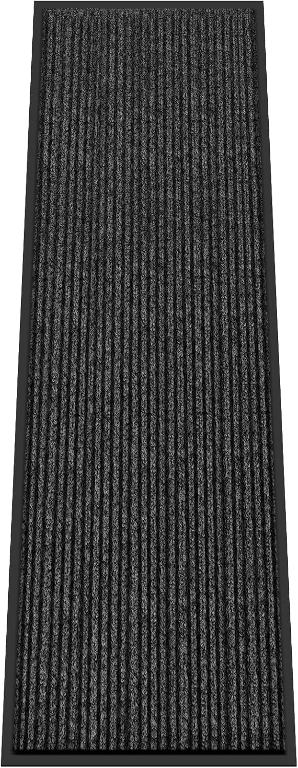 Kuyal Front Door Mat, 3'x10' Indoor Outdoor Entrance Mat, Commercial Floor Mats Inside Outside Entrance, Heavy Duty Durable Welcome, Rubber Backing Non Slip Outdoor Mats for Entryway,Black