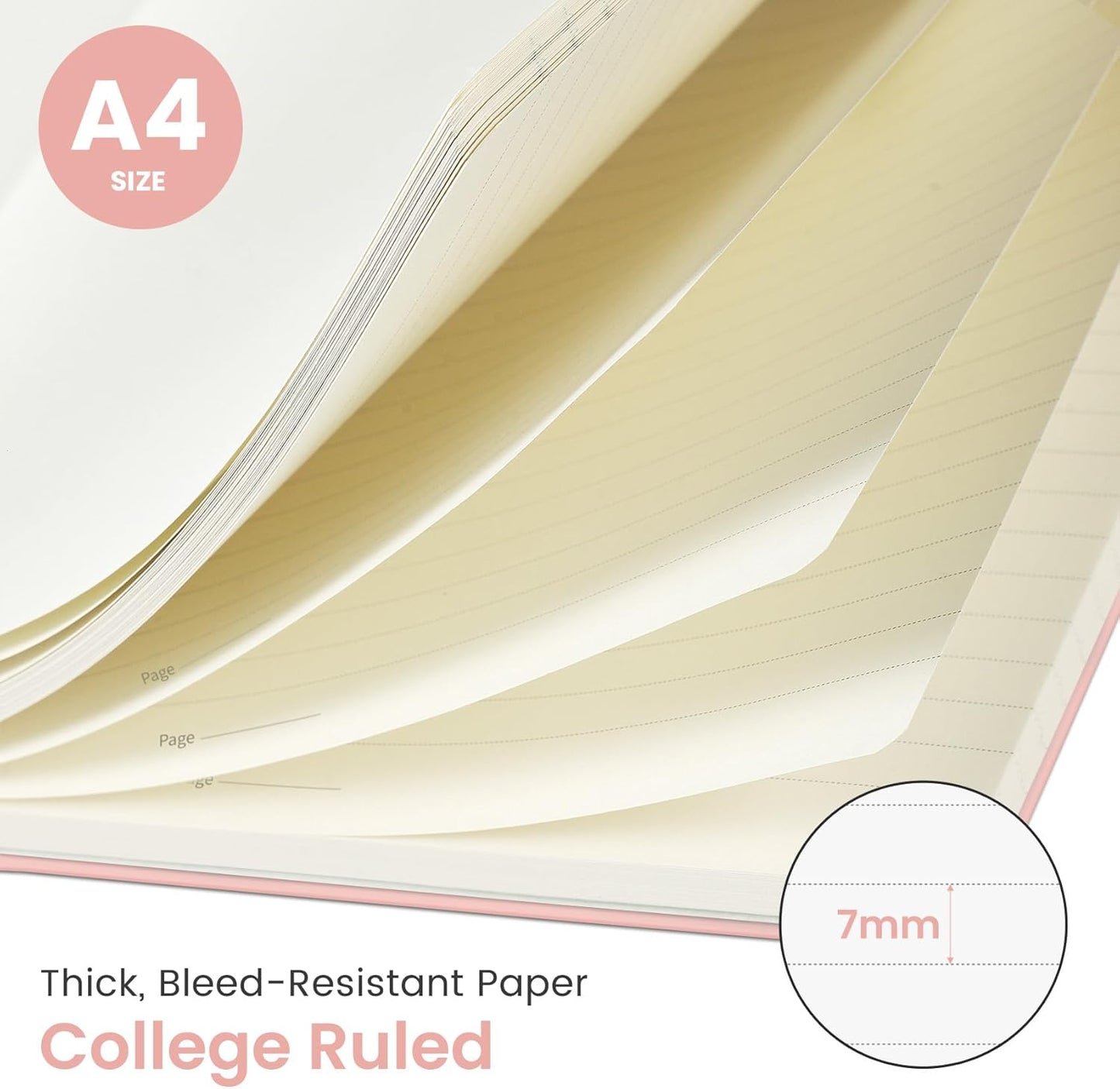 Taja Spiral Lined Notebook, 8.5"x11" Notebooks for Work, Large A4 Journal for Women & Men, College Ruled Journaling Notebook for Writing, Plastic Cover Spiral Journal, Pink