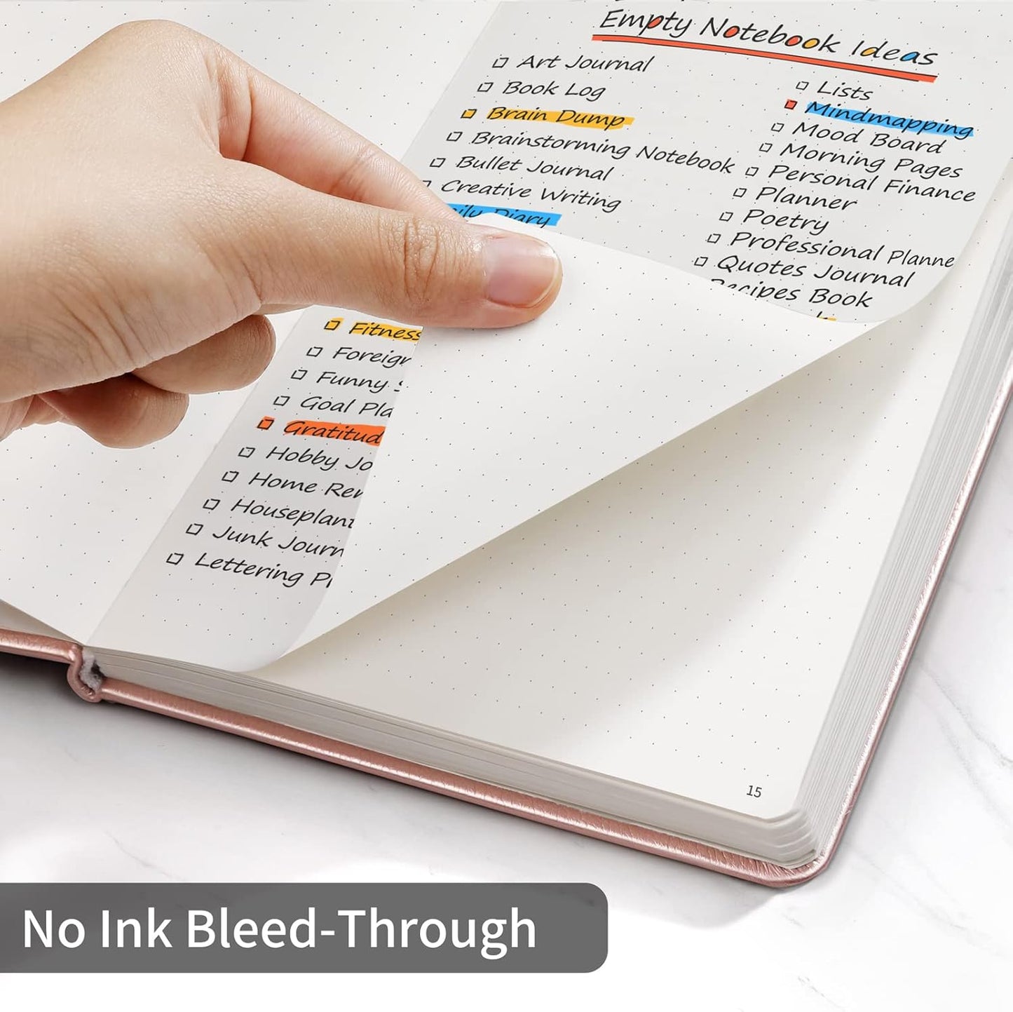 Annecy Numbered Bullet Dotted Journal Notebook, Medium 5.5x 8.25, 160 Pages 100GSM Writing Paper, A5 Rose Gold Faux Leather Cover with Pen Loop