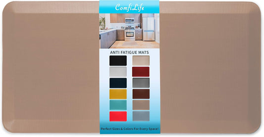 ComfiLife Anti Fatigue Floor Mat – 3/4 Inch Thick Kitchen Mats for Floor, Standing Desk Mat, Kitchen Rug – Comfort at Home, Office – Durable – Stain Resistant – Non-Slip Bottom (20" x 39", Beige)