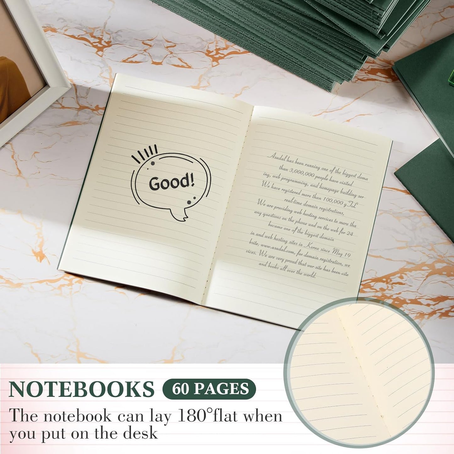 Sepamoon 150 Pack Kraft Notebook Journals 5.82 Inch x 4.13 Inch A6 Softcover Notebooks Bulk for Kids Student Writing Sketch Travel Journal Office Notepad with 48 Pages 24 Sheets, Lined(Green)