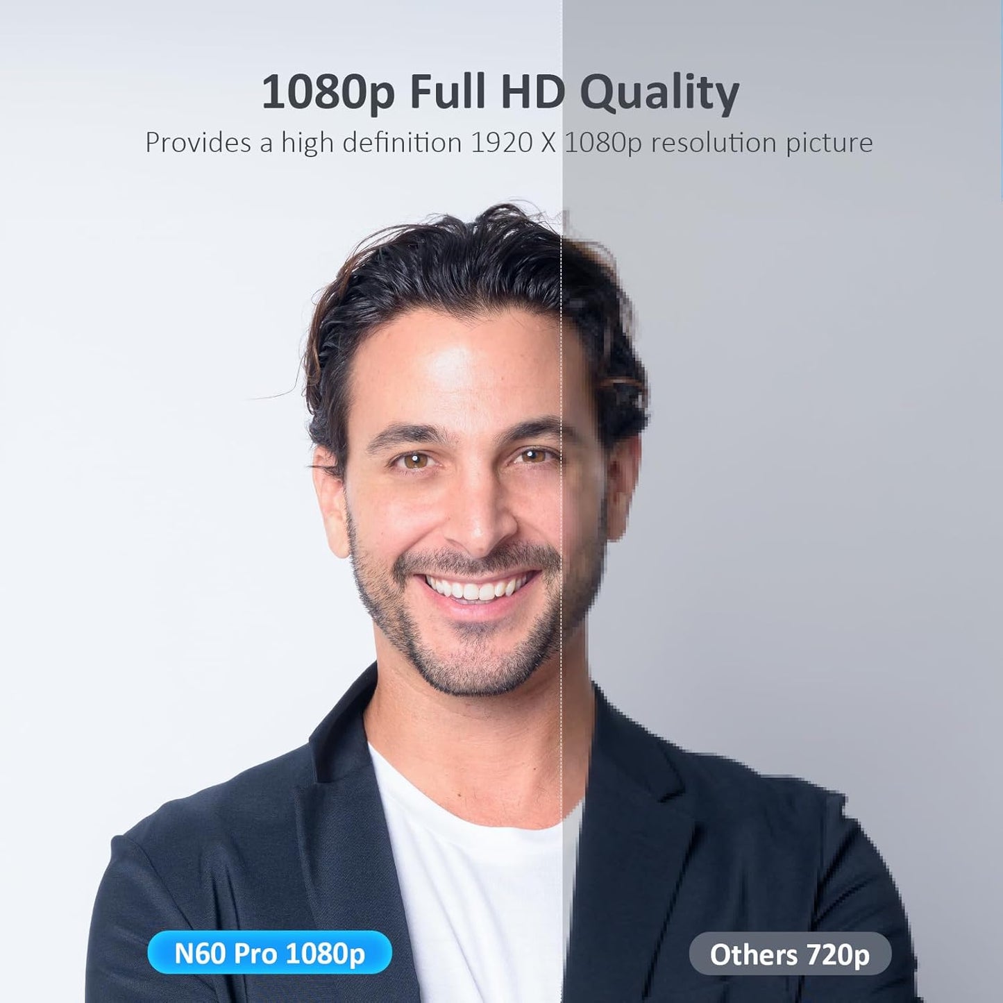 NexiGo N60 Pro (Gen 2) 1080P Webcam with Distortion-Free Lens, USB A to Type-C Data Cable, Noise Reduction Mic & Privacy Cover, for Zoom/Skype/Teams/Webex, Laptop MAC PC Desktop