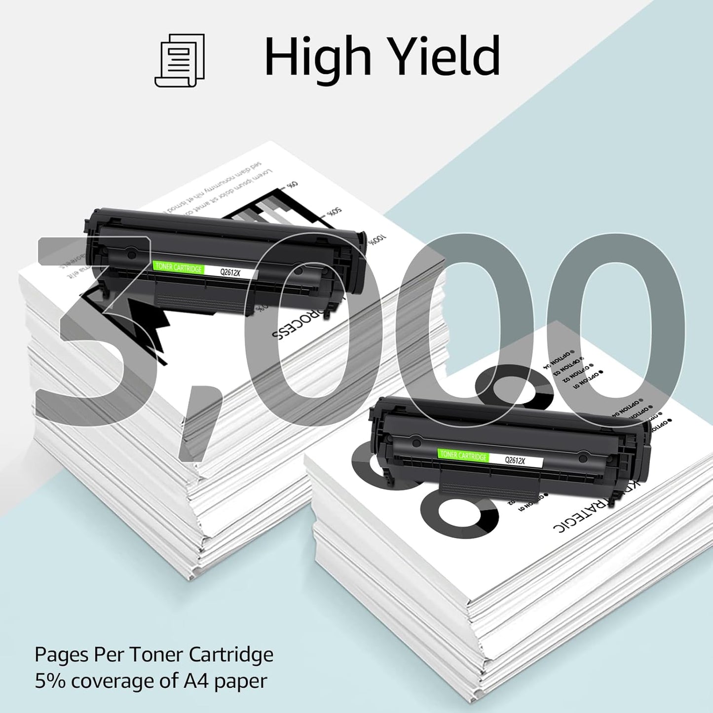 greencycle Q2612X (3000pages) 12A q2612A High Yield Toner Replacement Compatible for HP 12X Black Toner Cartridge Laserjet 1018 1020 1022 3015 3050 3055 M1319F Printer Ink Cartridge (4PCS)