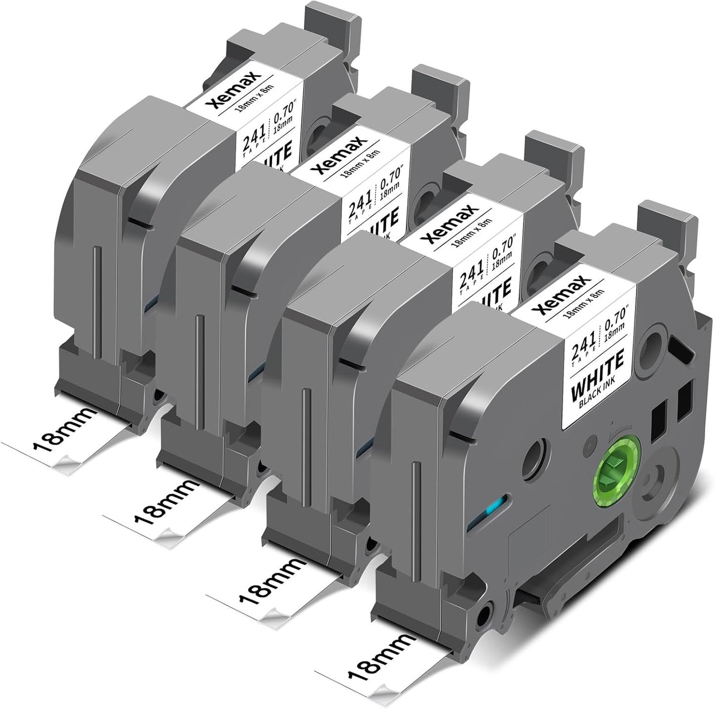 4-Pack 18mm 0.7" Laminated White Compatible for Brother Tze-241 Tze241 Tze241 Tz-241 Tz241 3/4" PTouch Tape Tze Tz 18mm 0.7 Laminated White Label Tape for PT-D400 PT-D410 PT-D600 PTD-610BT