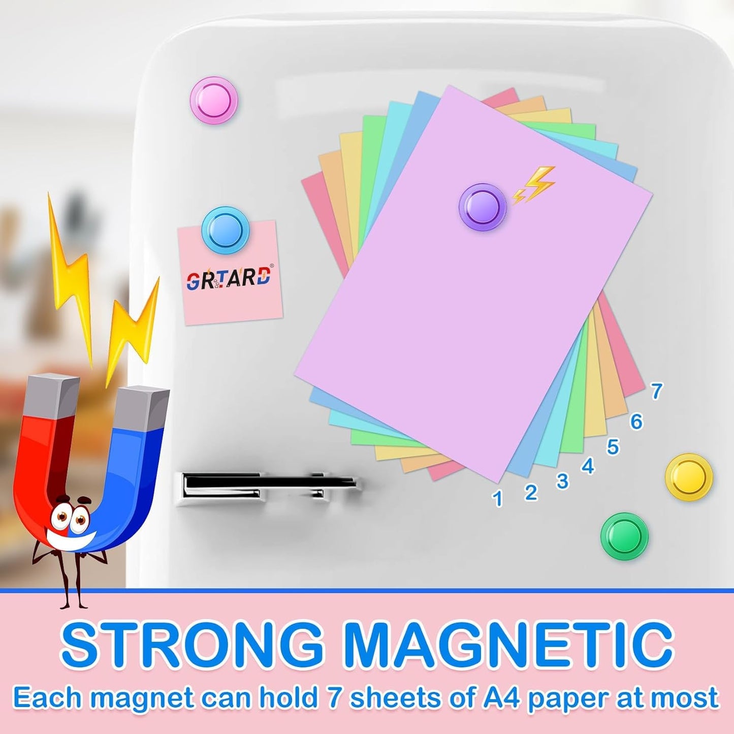 Grtard 100 Pcs Magnets for Whiteboard, Cute Fridge Magnets, Round Whiteboard Magnets Set, Dry Board Board Magnet, Strong Magnet for Fridge, Refrigerator, School, Office (Colorful, 3cm/1.18 inch)
