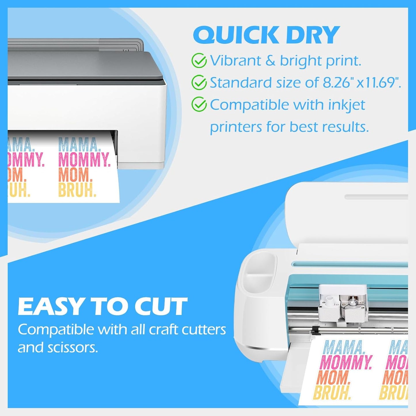 TECKWRAP Printable Vinyl Sticker Paper for Inkjet Printer, Glossy Inkjet Printable Vinyl, 8.26" x 11.69" A4 56 Sheets/Pack Printing Paper for Craft Scrap-Booking, Stickers, Labels