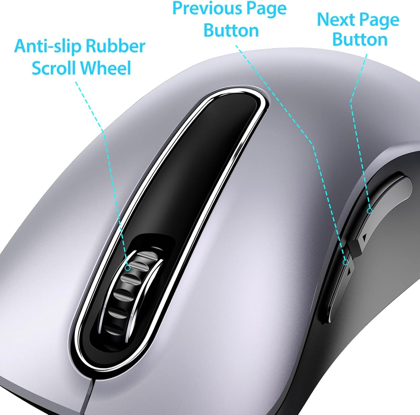 memzuoix 2.4G Wireless Mouse, 1400 DPI Mobile Optical Cordless Mouse with USB Receiver, Portable Computer Mice Wireless Mice for Laptop, PC, Desktop, MacBook, 5 Buttons (Gunmetal)